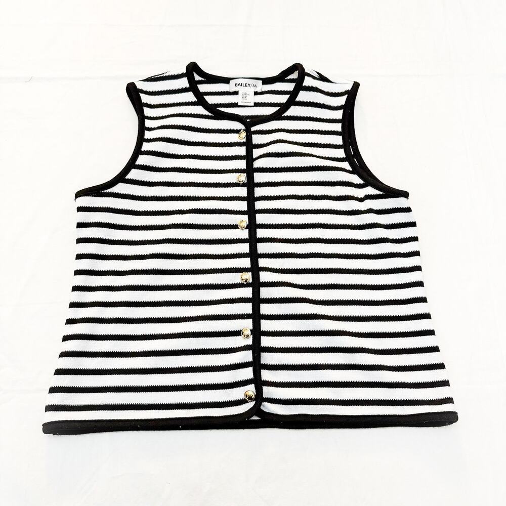 Bailey 44 Striped Sleeveless Sweater Vest Button Down Cardigan Gold Size XL